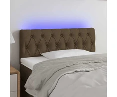 Lova Galvūgalis su LED, tamsiai rudos spalvos, 90x7x78/88cm, audinys