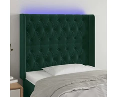 Lova Galvūgalis su LED, tamsiai žalias, 103x16x118/128cm, aksomas