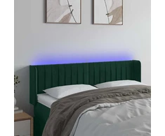 Lova Galvūgalis su LED, tamsiai žalias, 147x16x78/88cm, aksomas
