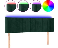 Lova Galvūgalis su LED, tamsiai žalias, 147x16x78/88cm, aksomas