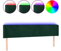 Lova Galvūgalis su LED, tamsiai žalias, 183x16x78/88cm, aksomas