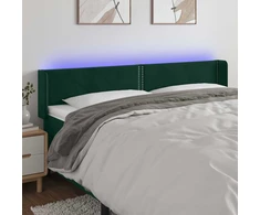 Lova Galvūgalis su LED, tamsiai žalias, 203x16x78/88cm, aksomas