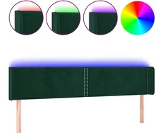 Lova Galvūgalis su LED, tamsiai žalias, 203x16x78/88cm, aksomas
