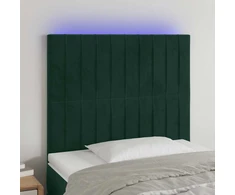 Lova Galvūgalis su LED, tamsiai žalias, 80x5x118/128cm, aksomas