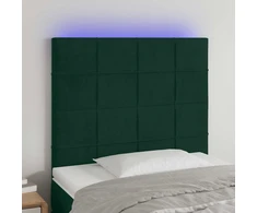 Lova Galvūgalis su LED, tamsiai žalias, 90x5x118/128cm, aksomas