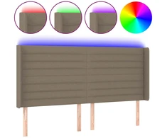 Lova Galvūgalis su LED, taupe spalvos, 163x16x118/128cm, audinys