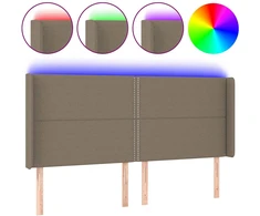 Lova Galvūgalis su LED, taupe spalvos, 183x16x118/128cm, audinys