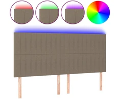 Lova Galvūgalis su LED, taupe spalvos, 200x5x118/128cm, audinys