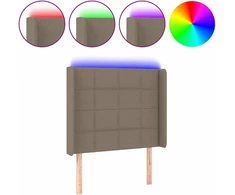 Lova Galvūgalis su LED, taupe spalvos, 83x16x118/128cm, audinys