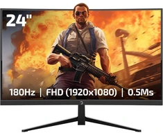 Gamepower Vivid T40 lenktas žaidimų monitorius 23.6 colių 180hz 0.5ms, pc ekranas full hd 1080p, va lenktas hdr ekranas, berėmis kompiuterio ekranas, freesync g-sync, 125% srgb, su garsiakalbiu