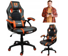 Gamingo kėdė, ergonomiška, patogi, juoda ir oranžinė