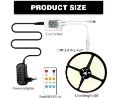 Gaouto cob led juosta 5 m, valdymas programėle, cob juosta su nuotolinio valdymo pulteliu, 3000 k šiltai balta šviesos juosta, 24 v pritemdoma led juosta, šiltai balta, šviesos juosta namams, virtuvei, kambariui, pasidaryk pats dekoravimui