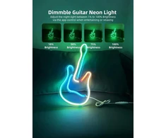 Pakabinamas šviestuvas Gaoxun gitaros neoninis ženklas maitinamas Usb, 40 x 19 cm Led neoninė šviesa pritemdoma, valdymas programėle, muzikos sinchronizavimas, neoninis ženklas sienų kambario dekoravimui miegamojo baro klubo vakarėlio vestuvių gimtadienio dovana (įvairiaspalvis
