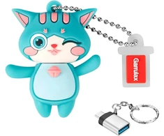 Garrulax usb 3.0 atmintinės, vandeniui atspari silikoninė didelės spartos usb 3.0 duomenų saugojimo atmintinė su otg type c adapteriu (žalias cat, 32 gb)