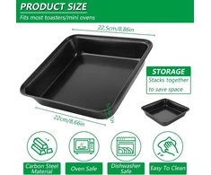 Gbachoose 3 dalių stačiakampių kepimo indų rinkinys, brownie kepimo forma, kepimo indas 20 x 20 cm, stačiakampė kepimo forma, kepimo indas karšto oro gruzdintuvei, lazanijai, pyragams