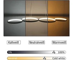 Gbly led pakabinamas šviestuvas valgomojo stalui: 88 cm baltas pakabinamas šviestuvas modernus 4 žiedų pakabinamas šviestuvas valgomojo kambario šviestuvas reguliuojamas valgomojo stalo šviestuvas su nuotolinio valdymo pulteliu pakabinamas šviestuvas svet