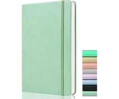 Gdmlup taškinis žurnalas - A5 formato taškinis sąsiuvinis - 120 gsm popierius, 172 puslapiai, veganiškos odos kietu viršeliu sąsiuvinis su galine kišene, 2 žymeklių juostelės, šviesiai žalias