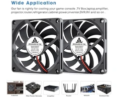 Gdstime 2 vnt. 80 mm ventiliatorius 12 V 80 x 10 mm Pc kompiuterio ventiliatorius 2500 Rpm bešepetėlis ventiliatorius, skirtas Ps4 maršrutizatoriui Tv dėžutei projektoriui