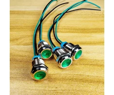 Gebildet 4 vnt. 12 mm 3v-4.5v-5v-6v-7.5v-9v Led metalinis indikatorius, atsparus vandeniui, signalinė lemputė su laidu (žalia)