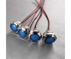 Gebildet 4 vnt. Ac/dc 12-24v 20ma energiją taupantis indikatorius metalinis indikatorius vandeniui atspari signalinė lemputė skylės dydis 16 mm mėlynas Led (sferinis paviršiaus galvutė)