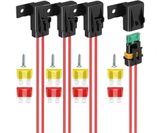 Gebildet inline saugiklių laikiklis, 4 vnt., Ip67 atsparus vandeniui 12awg laidų pynė Atc/ato 20a/30a/40a plokščių saugiklių laikiklis transporto priemonėms, laivams ir didelio našumo autobusų maitinimo sistemoms