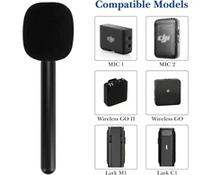 Geekria adapteris belaidžiam interviu mikrofonui, Mic Go rankinis adapteris su priekiniu stiklu, mikrofono laikiklis suderinamas su Dji Mic 1, Mic 2, Rode Wireless Go Ii (juodas)