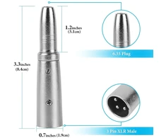 Geekria for creators xlr male į 1/4 colio (6,35 mm) trs female, mikrofono kabelio adapteris, suderinamas su shure mv7, sm58, sm57, pga58, fifine k688, behringer xm8500 mikrofono kabelio jungtis (sidabrinė)