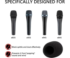Geekria putų apsauga nuo vėjo, suderinama su Sennheiser E 935, E 945, E 835, E 845-s mikrofonais, antipop putų uždangalas, mikrofono apsauga nuo vėjo, putų filtras (juodas/2 vnt.)
