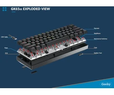 Geeky Gk65 65% | karšto keitimo mechaninė žaidimų klaviatūra | 68 klavišų daugiaspalvis rgb led apšvietimas, skirtas pc/mac žaidėjams | ansi us american išdėstymas (juoda, mechaninė ruda)