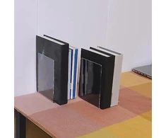 Geieold knygų atramos, skaidrios L formos knygų atramos, paveikslų albumų lentynos, popieriaus spaustukai, 8 vnt.