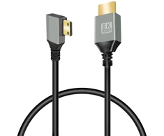 Gelrhonr mini hdmi į hdmi kabelis, 90 laipsnių kištukas, 48 gbps didelis greitis, 8k @ 60 hz, 4k @ 144 hz, skirta kamerai, vaizdo kamerai, hdtv, nešiojamam kompiuteriui (0,5 m, stačiu kampu)
