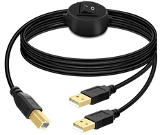 Gelrhonr Usb B spausdintuvo kabelio skirstytuvas, Usb B į Usb A spausdintuvo kabelis, Usb-b kištukas į dvigubą Usb 2.0 kištuką Y kabelis 1 į 2 išėjimų spausdintuvo kabelio perjungiklis 2 kompiuterių bendrinama klaviatūros pelės skaitytuvas (2,5 m / 8,2 pė