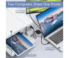 Gelrhonr Usb B spausdintuvo kabelio skirstytuvas, Usb B į Usb A spausdintuvo kabelis, Usb-b kištukas į dvigubą Usb 2.0 kištuką Y kabelis 1 į 2 išėjimų spausdintuvo kabelio perjungiklis 2 kompiuterių bendrinama klaviatūros pelės skaitytuvas (2,5 m / 8,2 pė