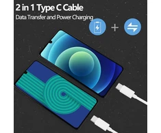 Gelrhonr Usb-c daugiafunkcinis įkrovimo kabelis, Usb C skirstytuvas, 2-in-1 Usb-c kištukas į 2 Type-c kištukus įkrovimo kabelis, suderinamas su mobiliaisiais Įrenginiais/android ir daugiau (baltas-1m-2 Usb C)
