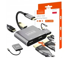 Gembird Adapteris Hub Usb-c 3.1 4in1 2x Hdmi 4k Usb 3.0 Power Delivery Pd