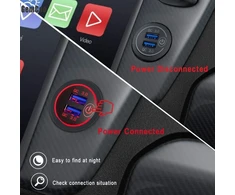 Gemcoo Qc 3.0 Usb automobilinis įkroviklis 12 V/24 V 36 W su jutikliniu jungikliu, dviem Quick Charge 3.0 įkrovimo jungtimis, greitas įkrovimas automobiliams, valtims, motociklams, sunkvežimiams, nameliams ant ratų, laivams, raudonas