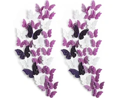 Generic 120 Vnt. 3d Drugelių Sienų Lipdukai - Dekoratyviniai Amatai (balti, Violetiniai)