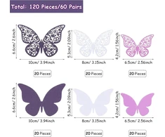 Generic 120 Vnt. 3d Drugelių Sienų Lipdukai - Dekoratyviniai Amatai (balti, Violetiniai)