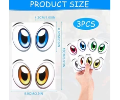 Generic 3 lipdukų akių rinkinys, vandeniui atsparios lipnios akys robotams vejapjovėms, pvc dekoratyviniai juokingi lipdukai automobiliams, dulkių siurbliams, buitinei technikai, vidaus naudojimui