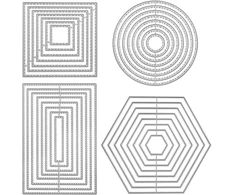 Generic 4 metalinės štampavimo formelės: kvadratas, stačiakampis, apskritimas, šešiakampis