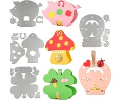 Generic 4 rinkiniai pjovimo štampų dėžutė, lucky mushroom ladybird clover pig pjovimo štampai, metalo pjovimo mašinos reljefinis trafaretas, širdies pjovimo štampai skirti "pasidaryk pats" dovanų dėžutėms, saldainių dėžutėms, dovanų gamybai