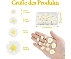Generic 56 dalių mini ramunių dekoracijų rinkinys su dėžute, ramunių dekoratyvinės tortų dekoracijos, mažos dervos ramunės rankdarbiams, skirtos "pasidaryk pats" rankdarbiams, vakarėliams, namams