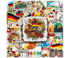 Generic Germany lipdukų rinkinys, 50 vienetų, skirtas riedlentėms, grafiti lipdukai, motociklams, dviračiams, snieglentėms, bagažui, nešiojamam kompiuteriui, automobiliui, lagaminui vaikams ir paaugliams, vandeniui atsparūs vinilo lipdukai