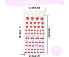Generic Lipnios blizgios dekoratyvinės akutės, 5 vnt. 3d lipdukų rinkinys vaikams, širdelės, žvaigždutės, kaspinėliai, balionai, muzikos natos, vyšnios, braškės, blizgūs lipdukai, lipdukai mergaitėms vaikų rankdarbiams