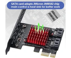 Atminties kortelė Generic Pcie 1x Sata kortelė, 2 prievadai, 6 Gbps, su 2 Sata kabeliais