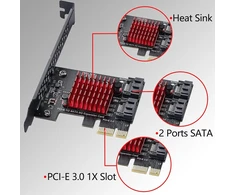 Atminties kortelė Generic Pcie 1x Sata kortelė, 2 prievadai, 6 Gbps, su 2 Sata kabeliais