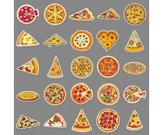Generic Pizza lipdukų rinkinys, 50 vnt., skirtas riedlentėms, grafiti, motociklams, dviračiams, snieglentėms, bagažui, nešiojamam kompiuteriui, automobiliui, lagaminui vaikams ir paaugliams, vandeniui atsparūs vinilo lipdukai