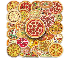 Generic Pizza lipdukų rinkinys, 50 vnt., skirtas riedlentėms, grafiti, motociklams, dviračiams, snieglentėms, bagažui, nešiojamam kompiuteriui, automobiliui, lagaminui vaikams ir paaugliams, vandeniui atsparūs vinilo lipdukai