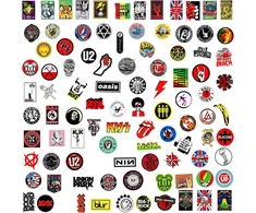 Generic Rock grupės lipdukai, 200 vienetų rokenrolo lipdukų rinkinys, vandeniui atsparūs įkvepiantys lipdukai automobiliui, motociklui, dviračiui, riedlentei, snieglentei, bagažui, nešiojamam kompiuteriui, paaugliams, studentams