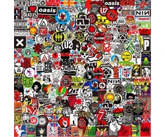 Generic Rock grupės lipdukai, 200 vienetų rokenrolo lipdukų rinkinys, vandeniui atsparūs įkvepiantys lipdukai automobiliui, motociklui, dviračiui, riedlentei, snieglentei, bagažui, nešiojamam kompiuteriui, paaugliams, studentams